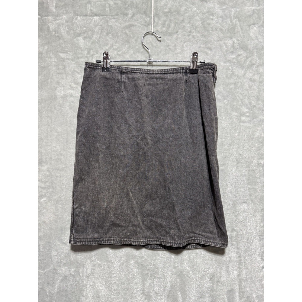 Vintage Armani Jeans Black Denim Skirt Made in USA Size 6 High Waist YKK Zip